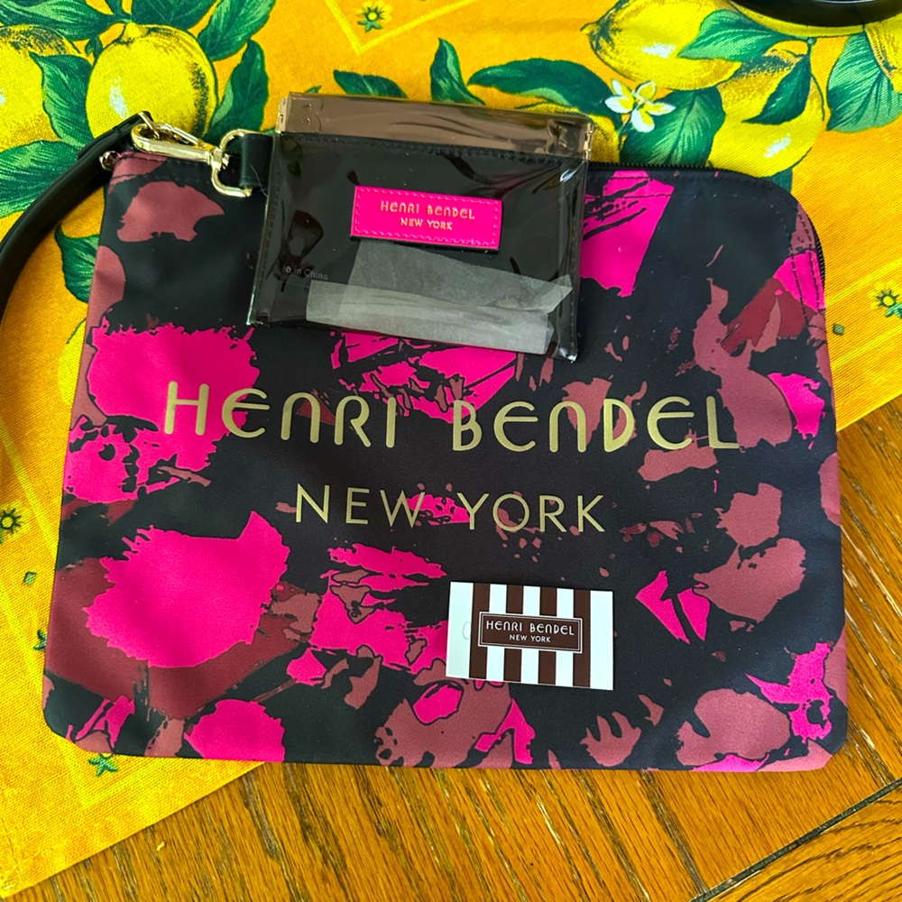 NWT Henri Bendel NY Camo Print Nylon Satin Tote Wristlet & Coin Purse Set Mint - Picture 2 of 8